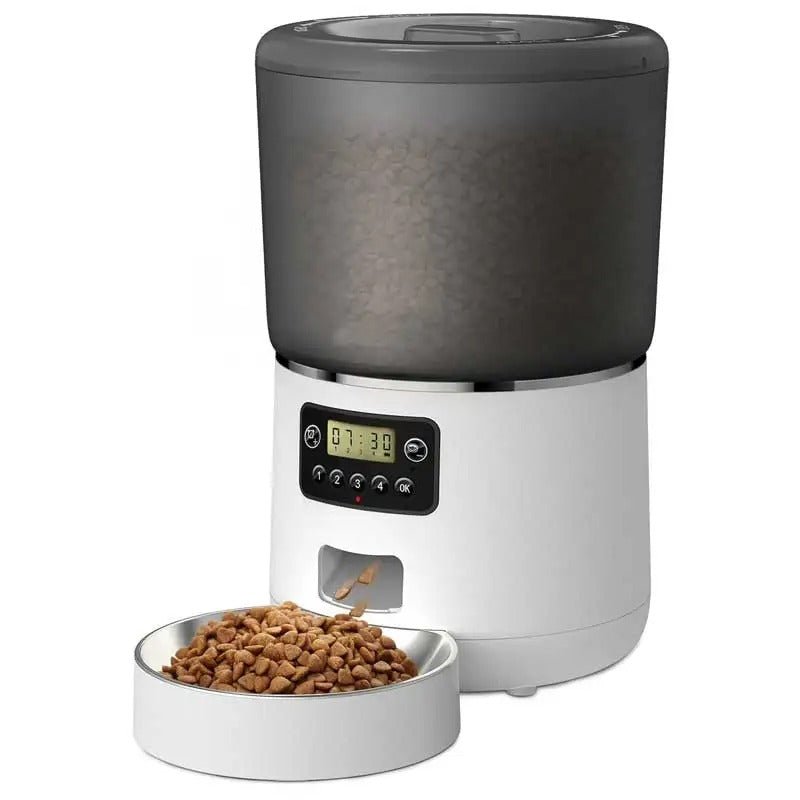 distributeur automatique croquettes chat blanc