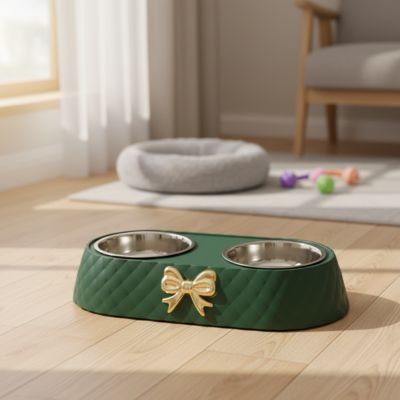 gamelle double chat vert