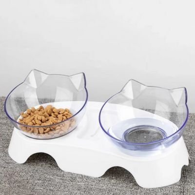gamelle surélevée double tête chat